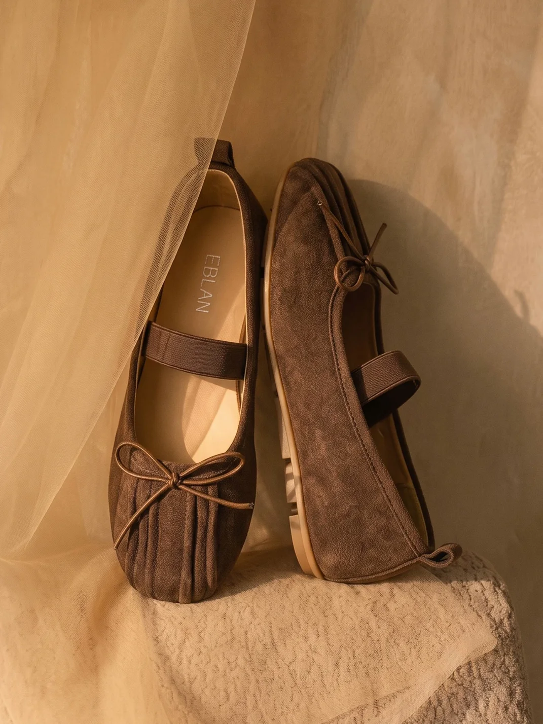 EBLAN | Bow Strap Mary Jane Ballet Flats