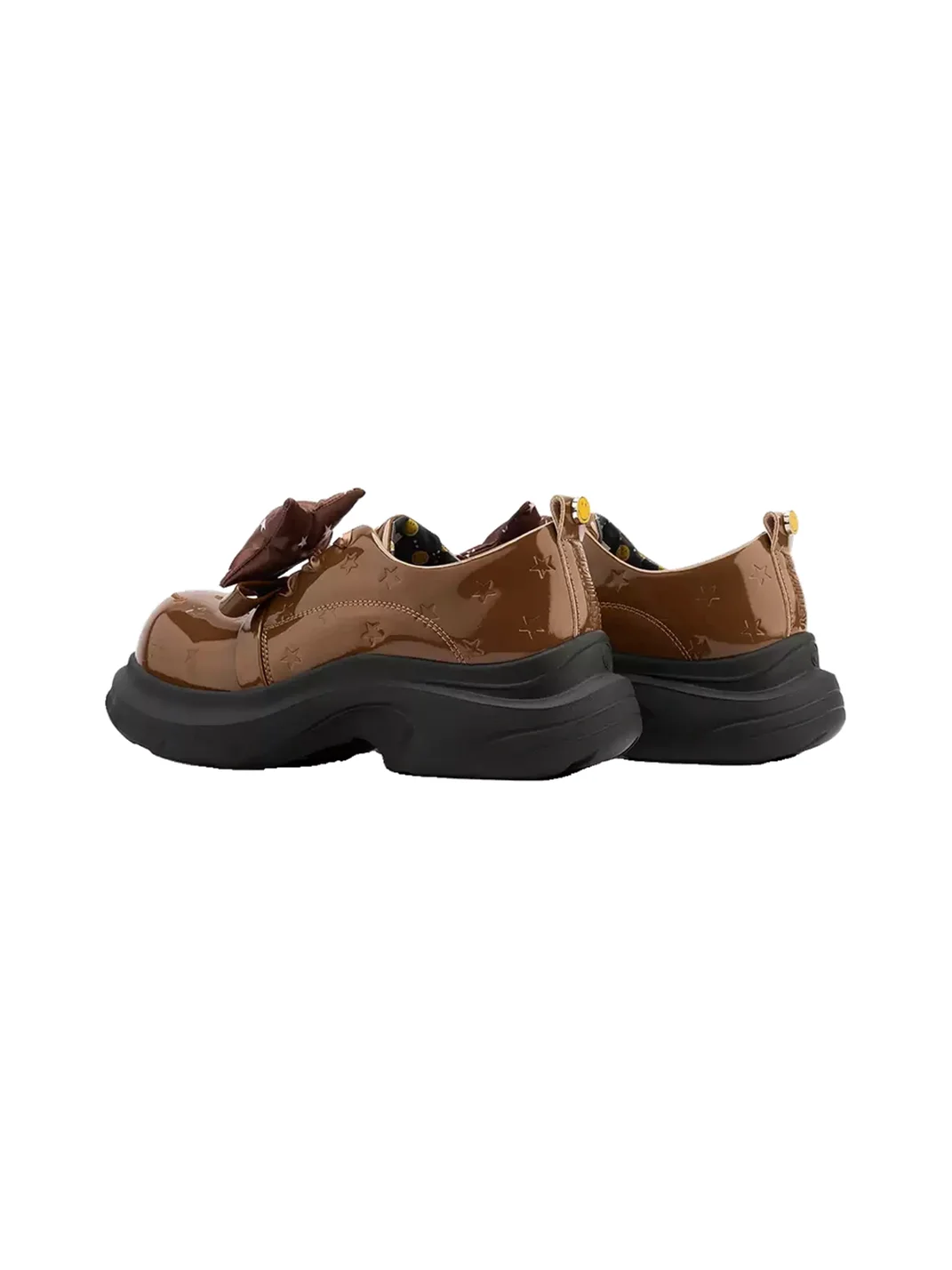 SMILEY | Glossy Star-Embossed Round-Toe Derby Shoes