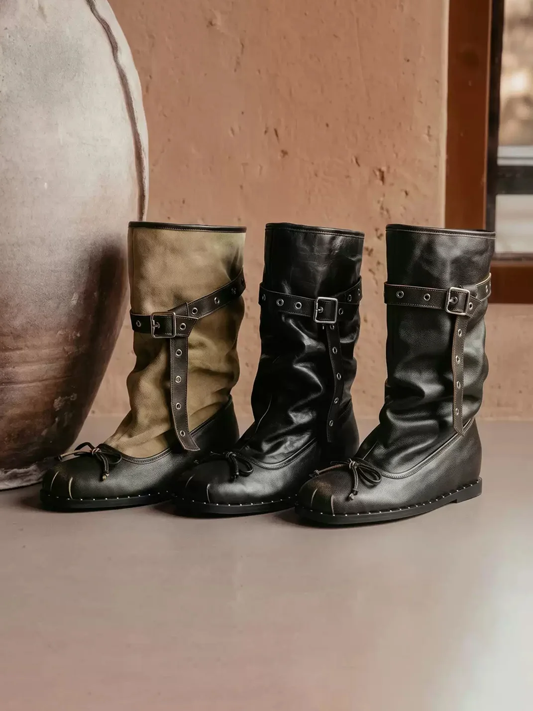 EBLAN | Retro Slouchy Ballet-Style Western Boots