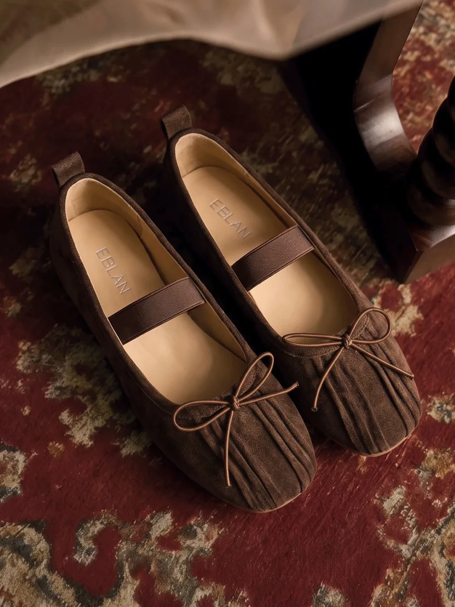 EBLAN | Bow Strap Mary Jane Ballet Flats - 4