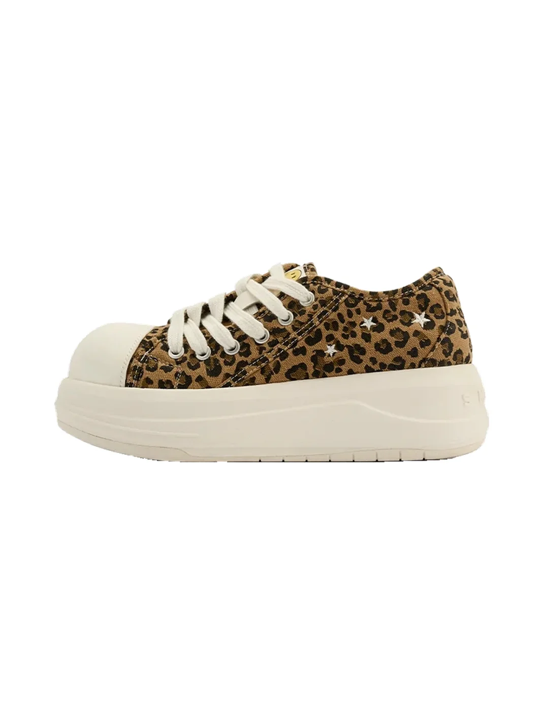 SMILEY | Leopard Print Chunky Low-Top Canvas Sneakers