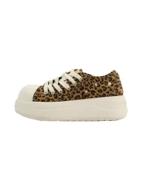SMILEY | Leopard Print Chunky Low-Top Canvas Sneakers