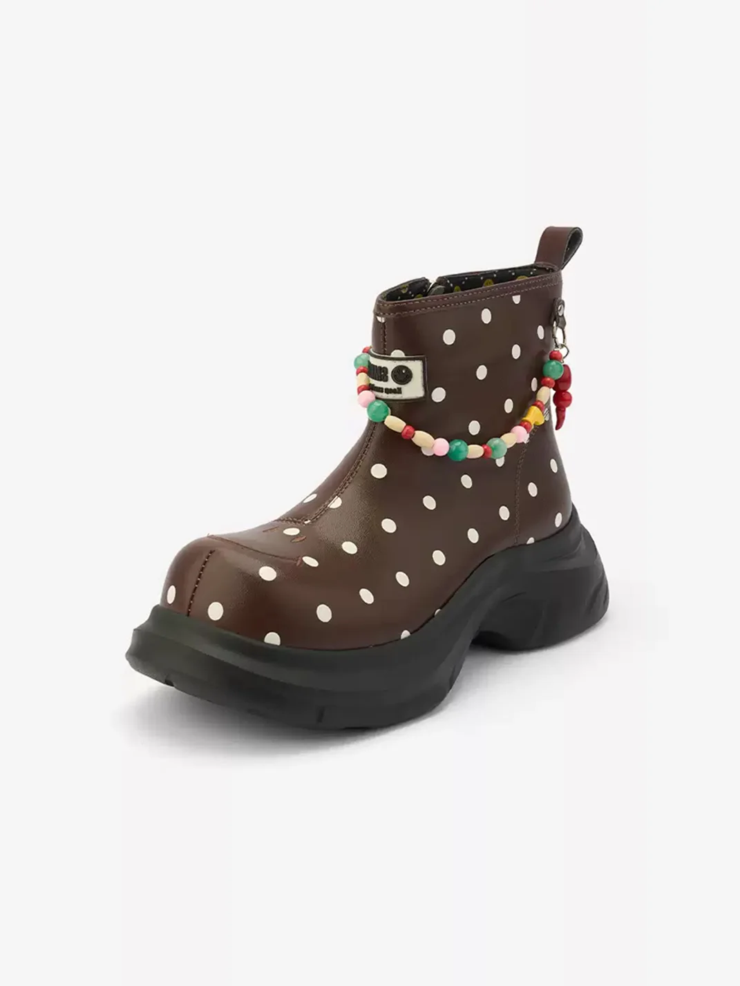 SMILEY | Polka Dot Zip Platform Ankle Boots
