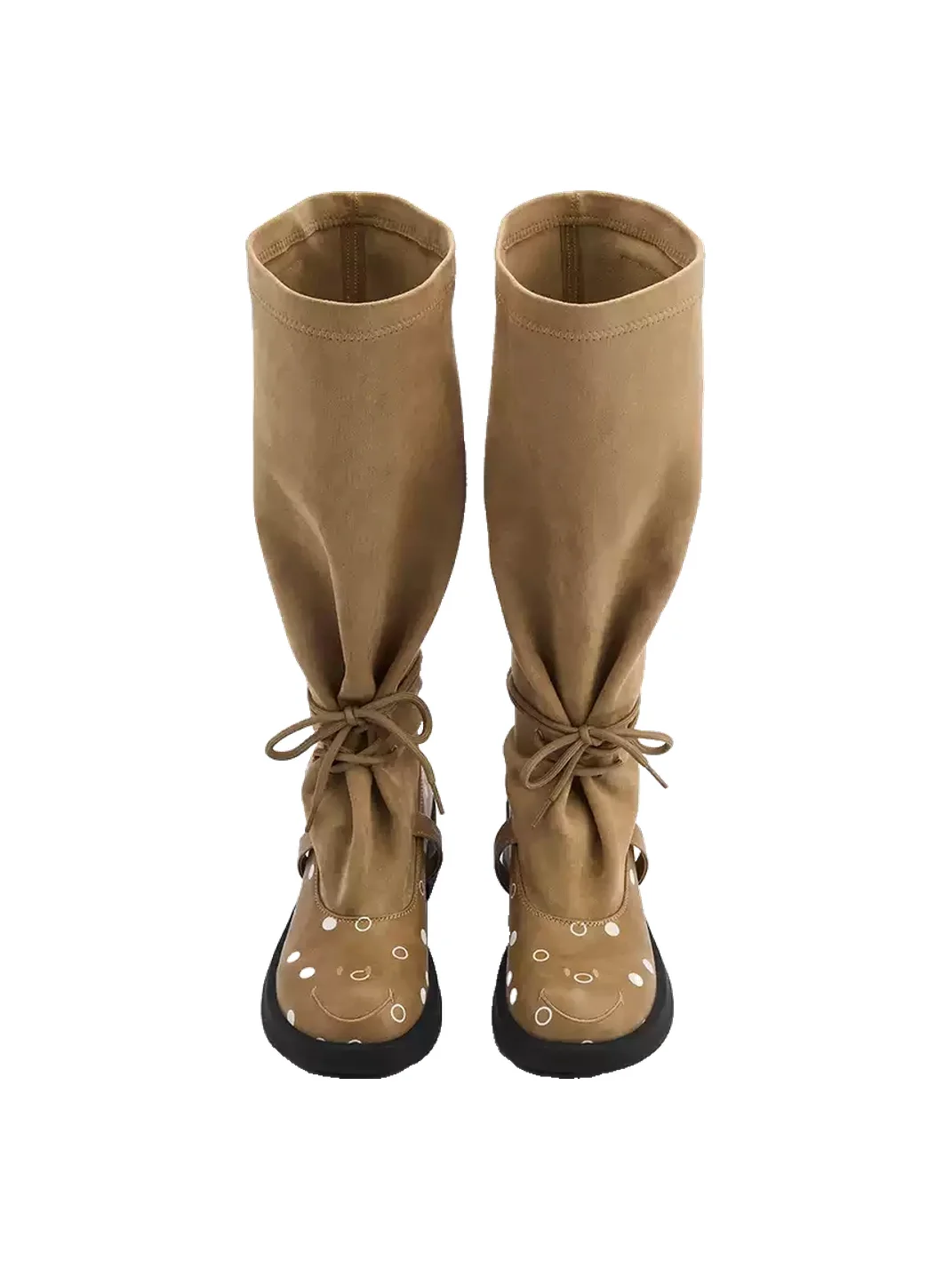 SMILEY | Knee-High Polka Dot Lace-Up Boots