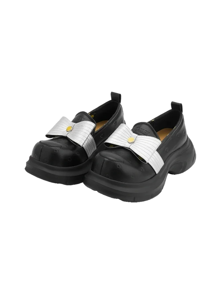 SMILEY | Bow Heart-Embossed Platform Derby Shoes - 4