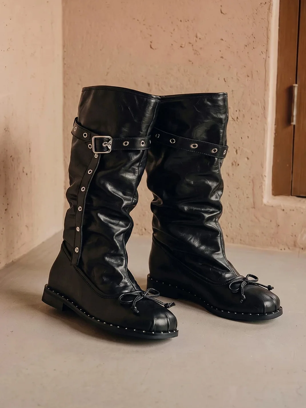 EBLAN | Retro Slouchy Ballet-Style Western Boots