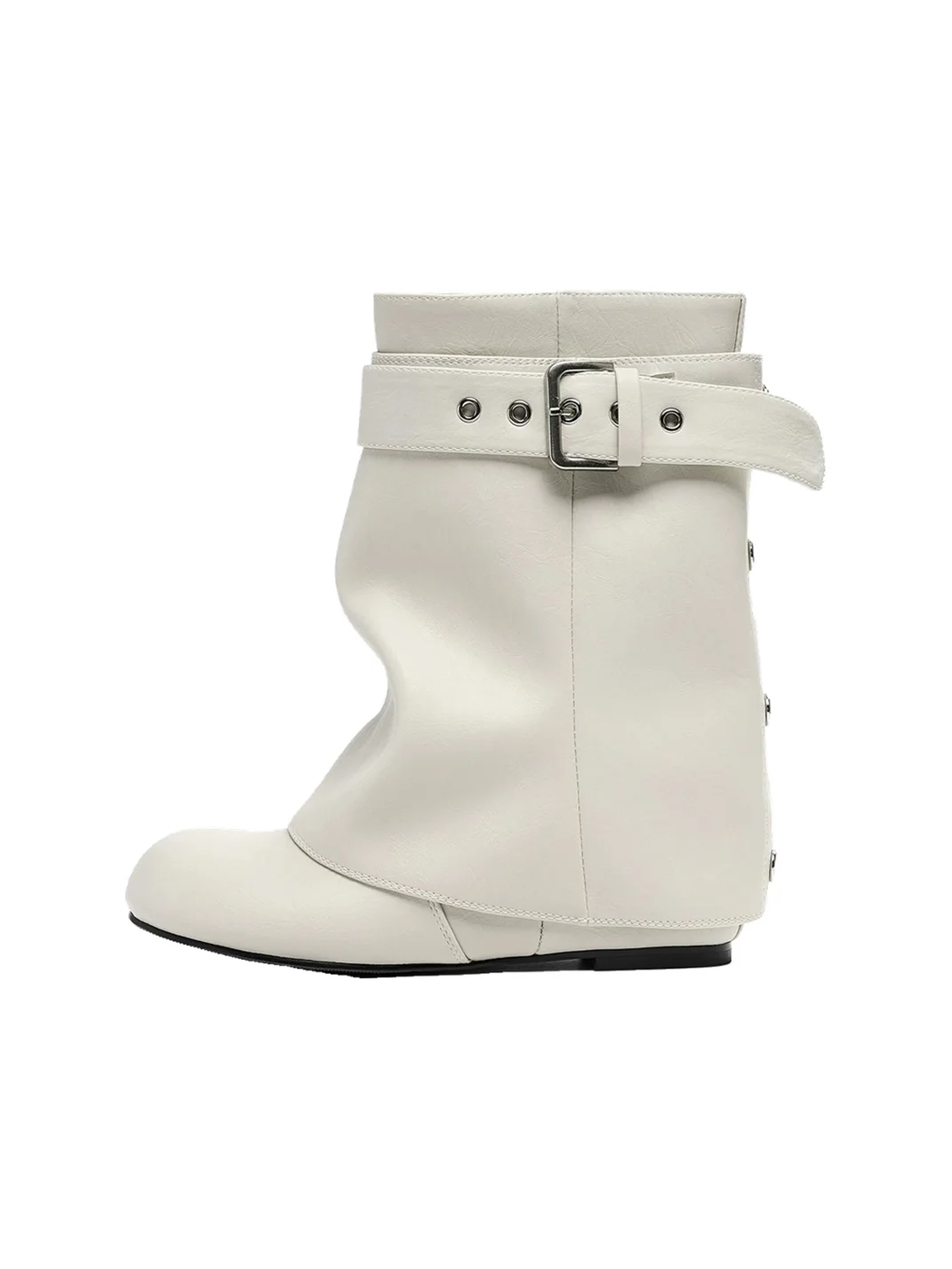 EBLAN | Buckled Slouchy Mid-Calf Lift Boots