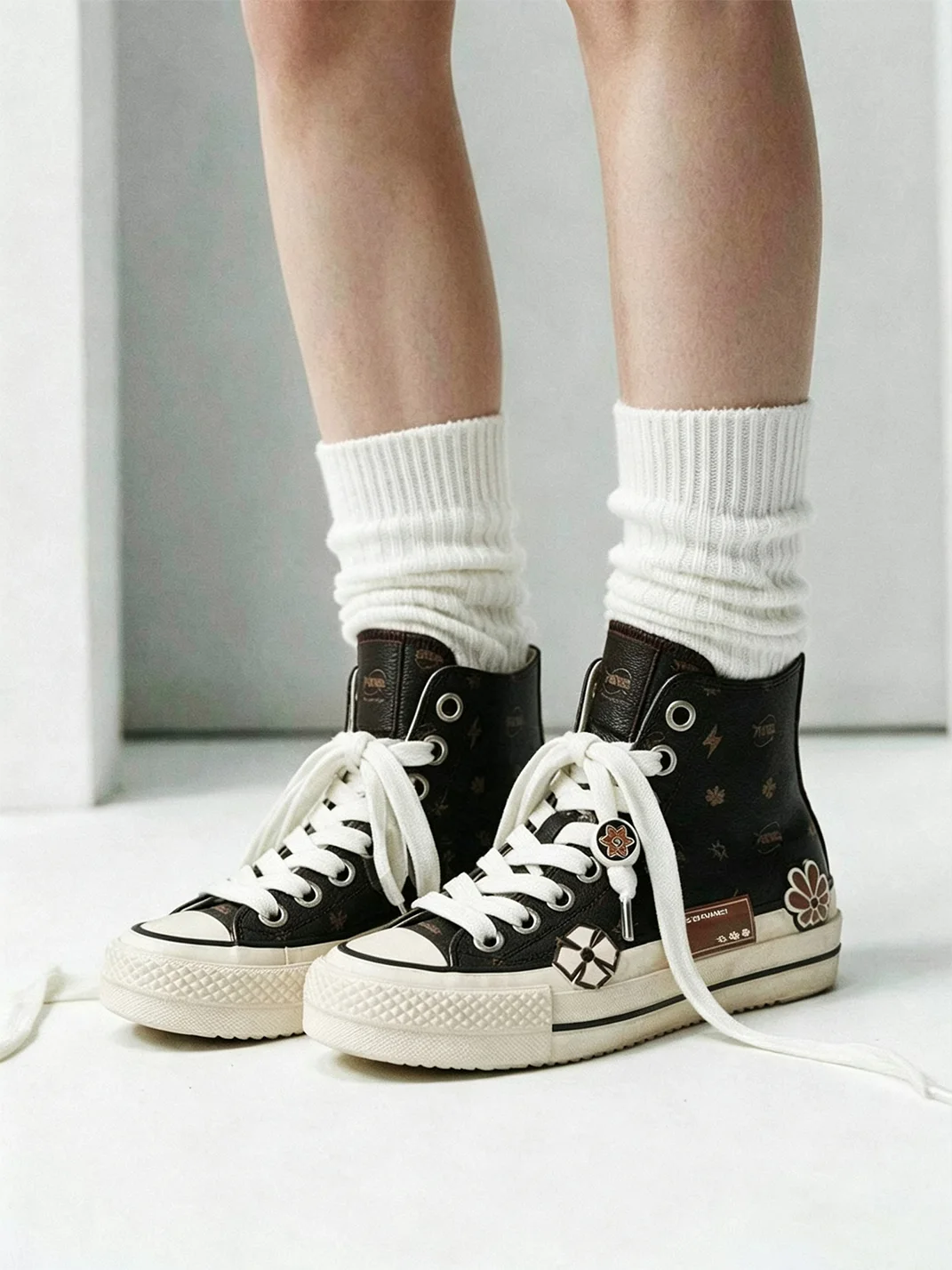 ADC | Vintage Floral Pattern Platform High-Top Sneakers