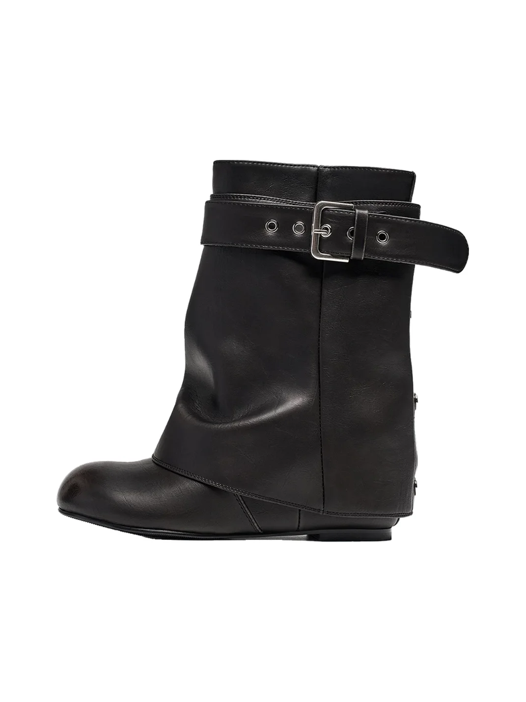 EBLAN | Buckled Slouchy Mid-Calf Lift Boots