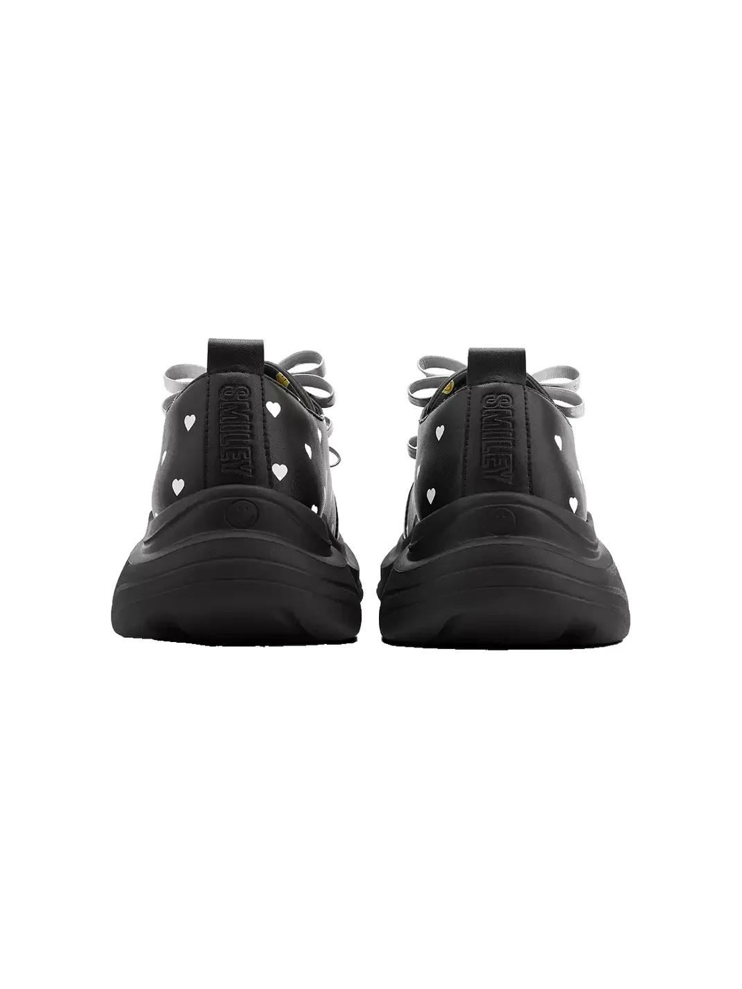 SMILEY | Round Toe Heart Print Bow Loafers