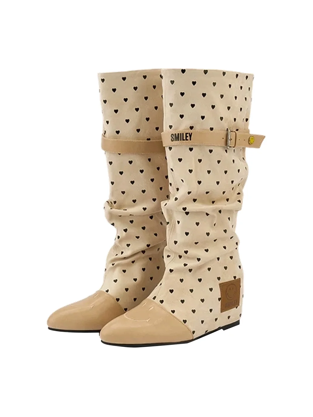 SMILEY | Pointed-Toe Slouchy Buckle Tall Boots