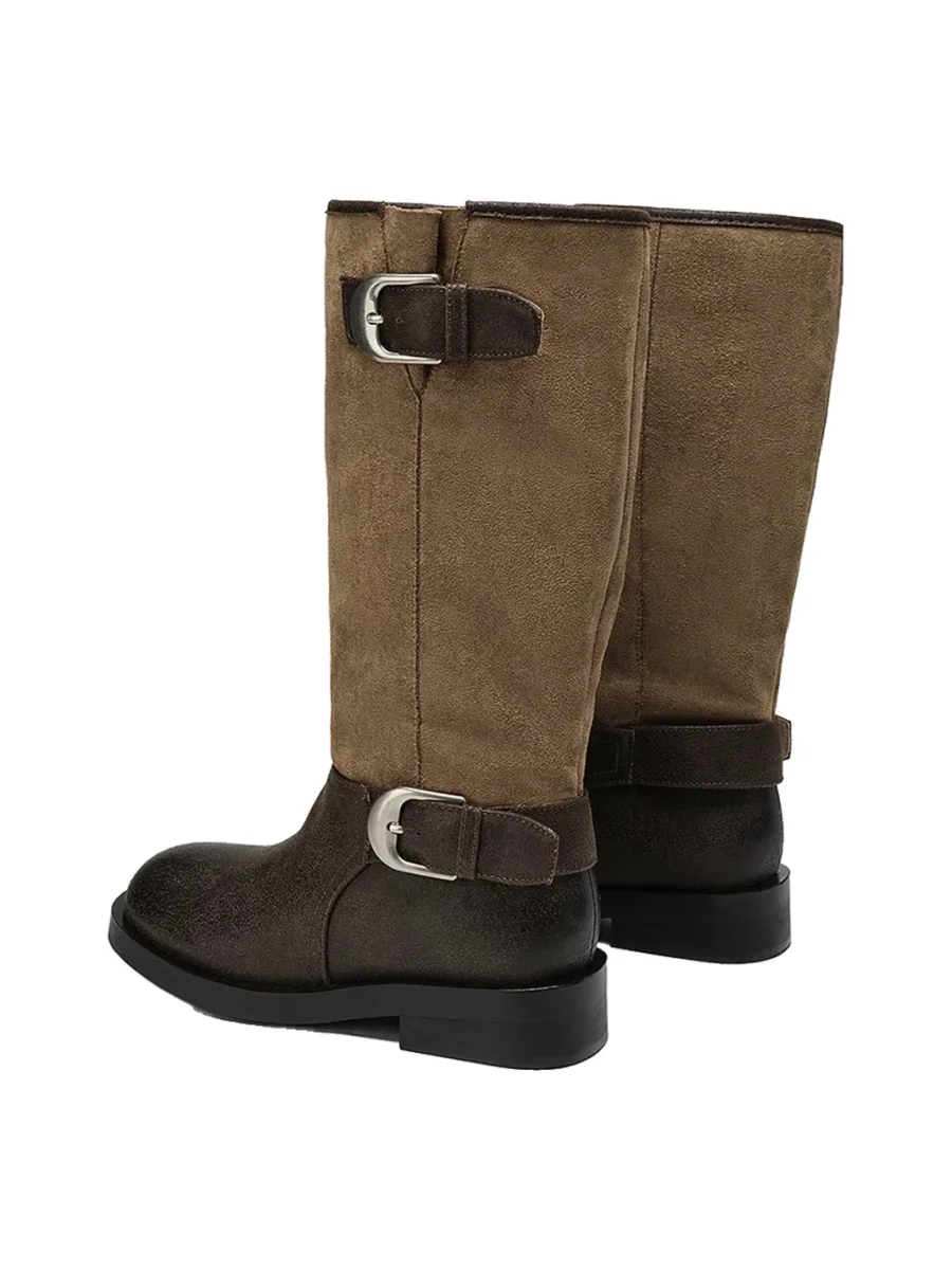 EBLAN | Metal Buckle Western Knee-High Boots - 4