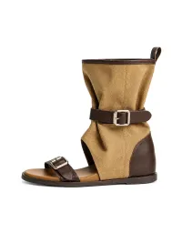 ZHUDAGE | Retro Open-Toe Slouch Sandal Boots