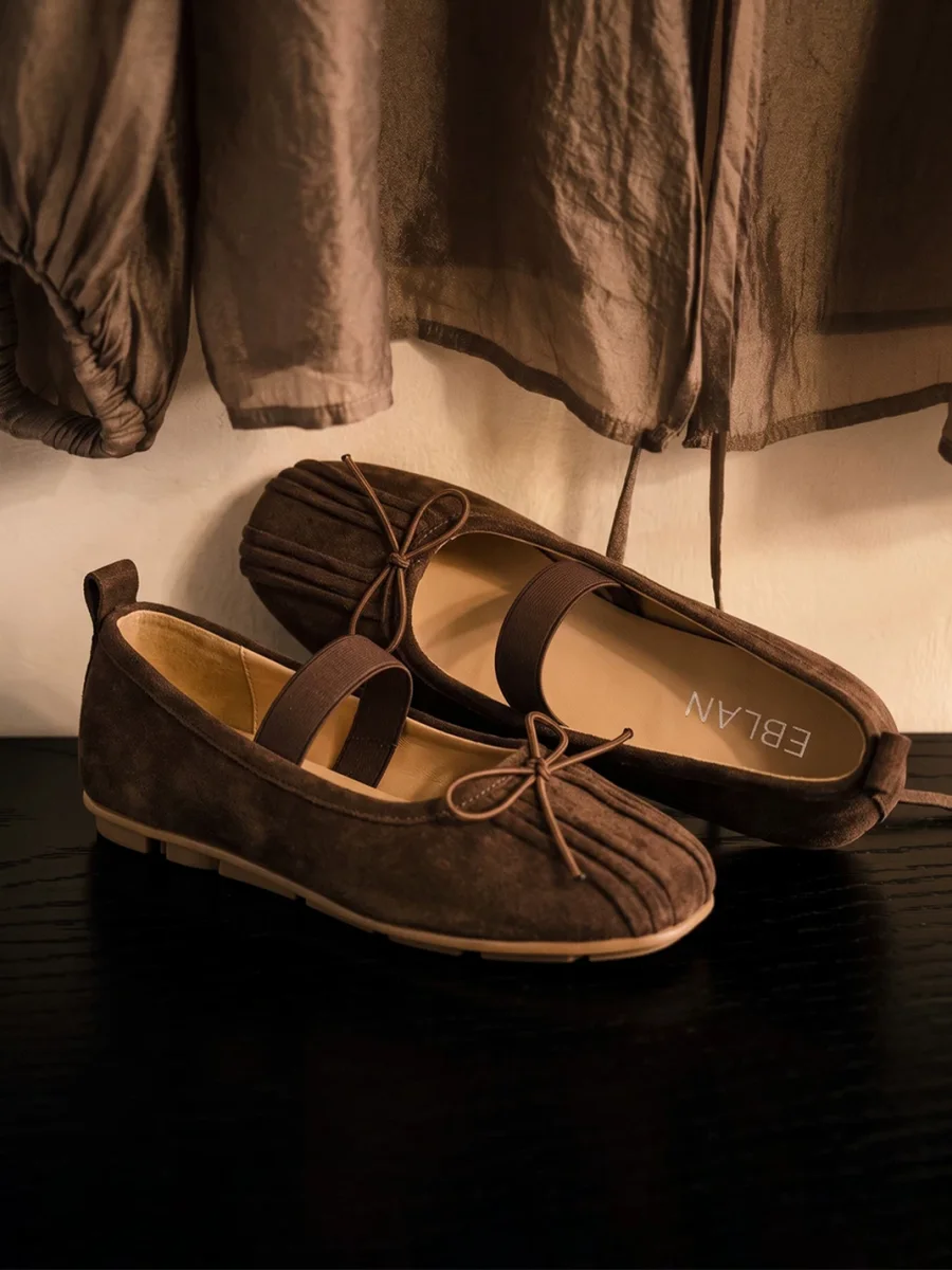 EBLAN | Bow Strap Mary Jane Ballet Flats - 3