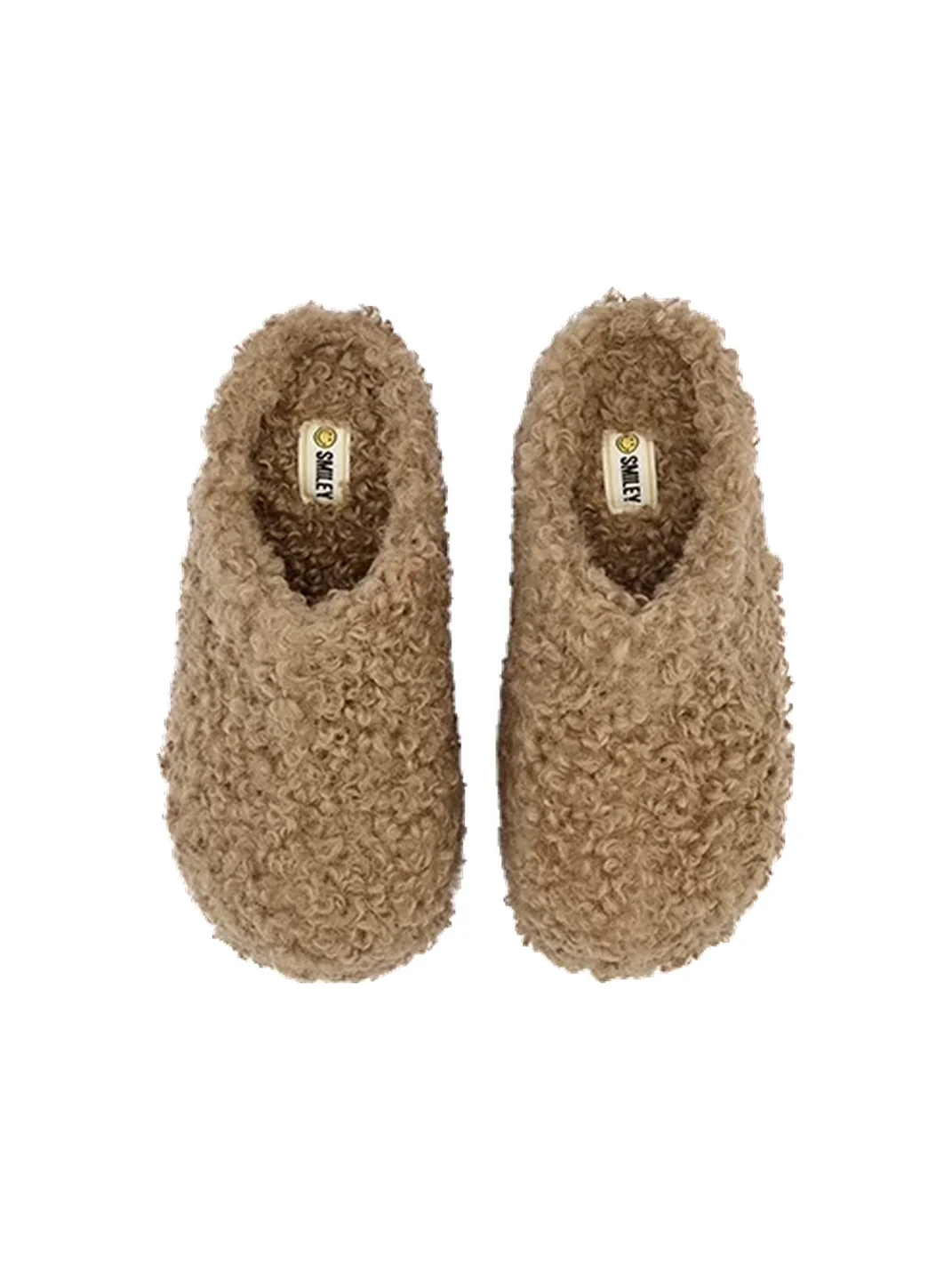 SMILEY | Curly Plush Closed-Toe Slip-On Slippers