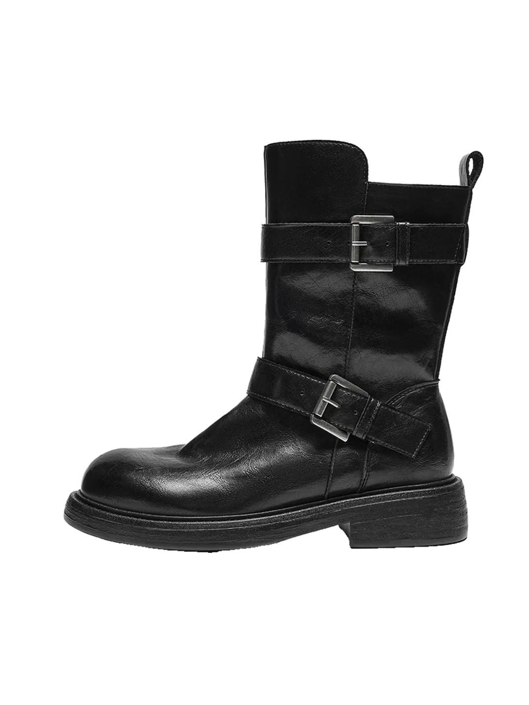 EBLAN | Retro Platform Buckle Biker Boots