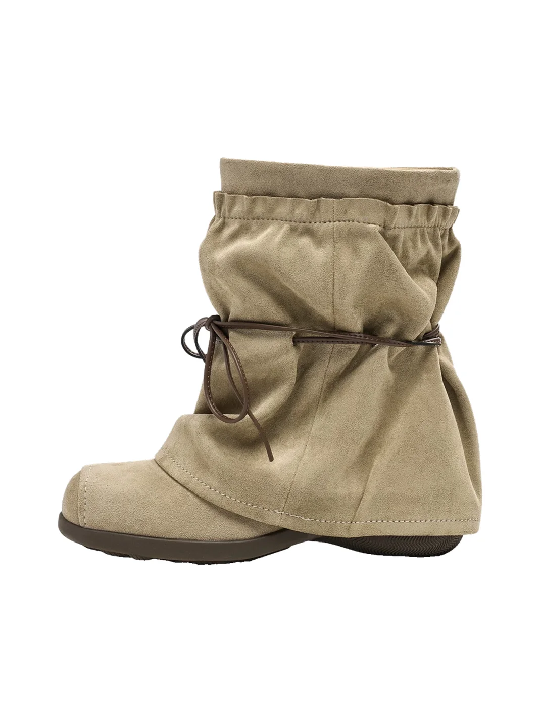 EBLAN | Ruched Lace-Up Western Boots