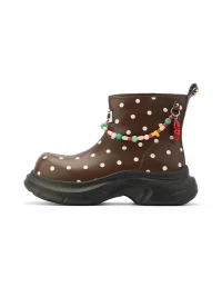 SMILEY | Polka Dot Zip Platform Ankle Boots