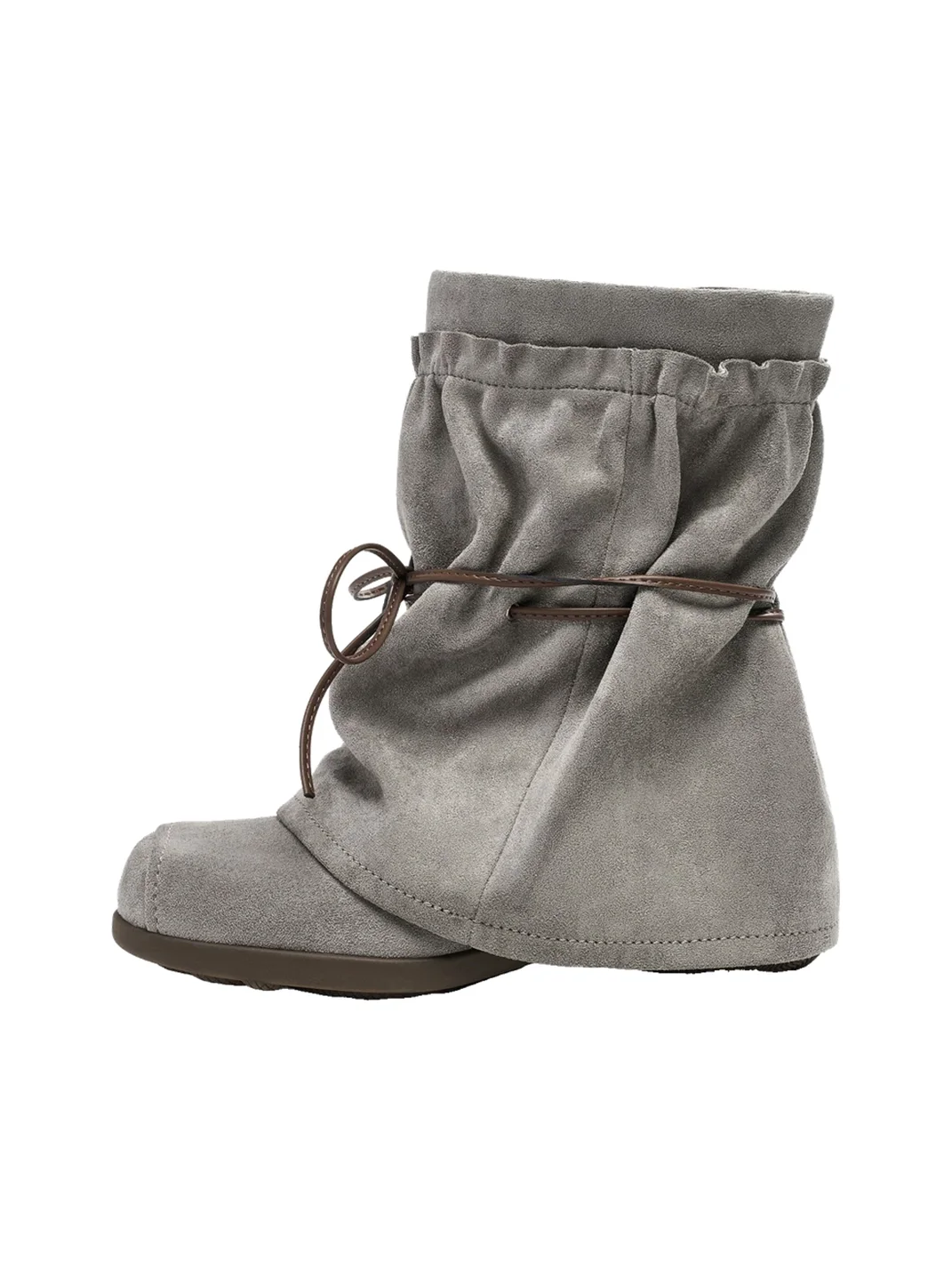 EBLAN | Ruched Lace-Up Western Boots