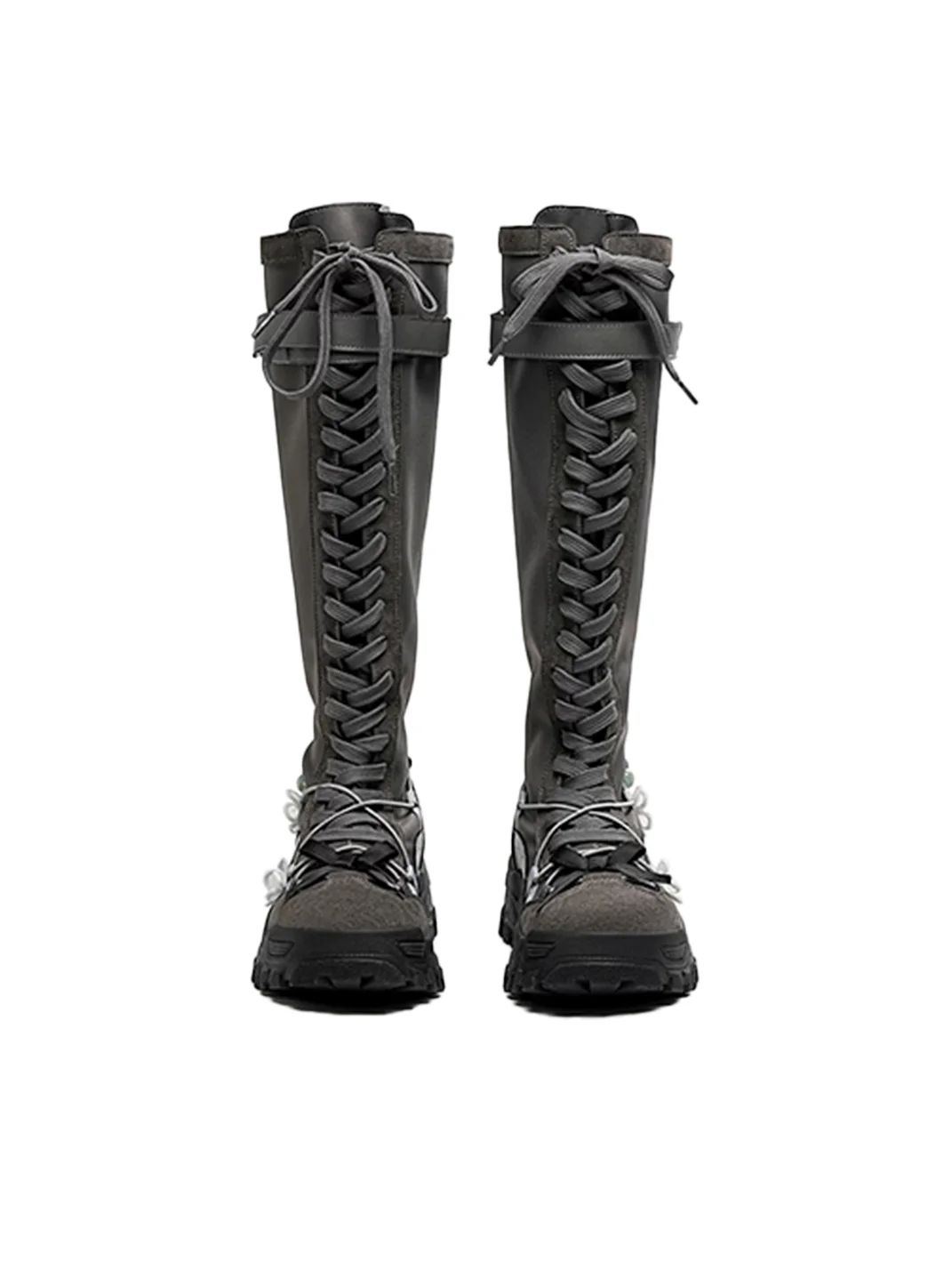 EBLAN | Platform Lace-Up Knee-High Boots