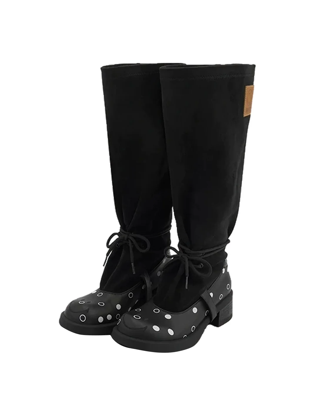 SMILEY | Knee-High Polka Dot Lace-Up Boots