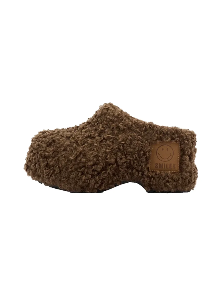 SMILEY | Curly Plush Closed-Toe Slip-On Slippers - 4