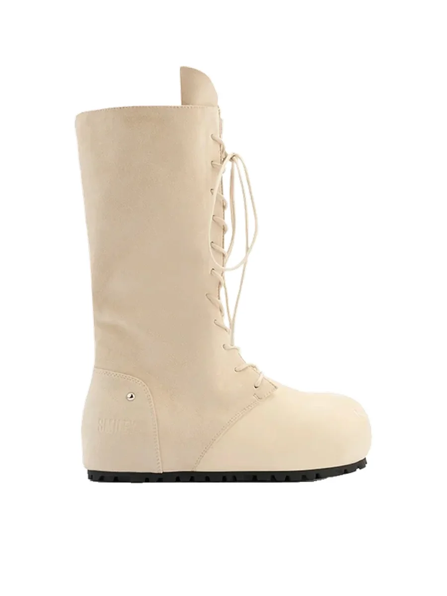 SMILEY | Round Toe Lace-Up Tall Boots - 4