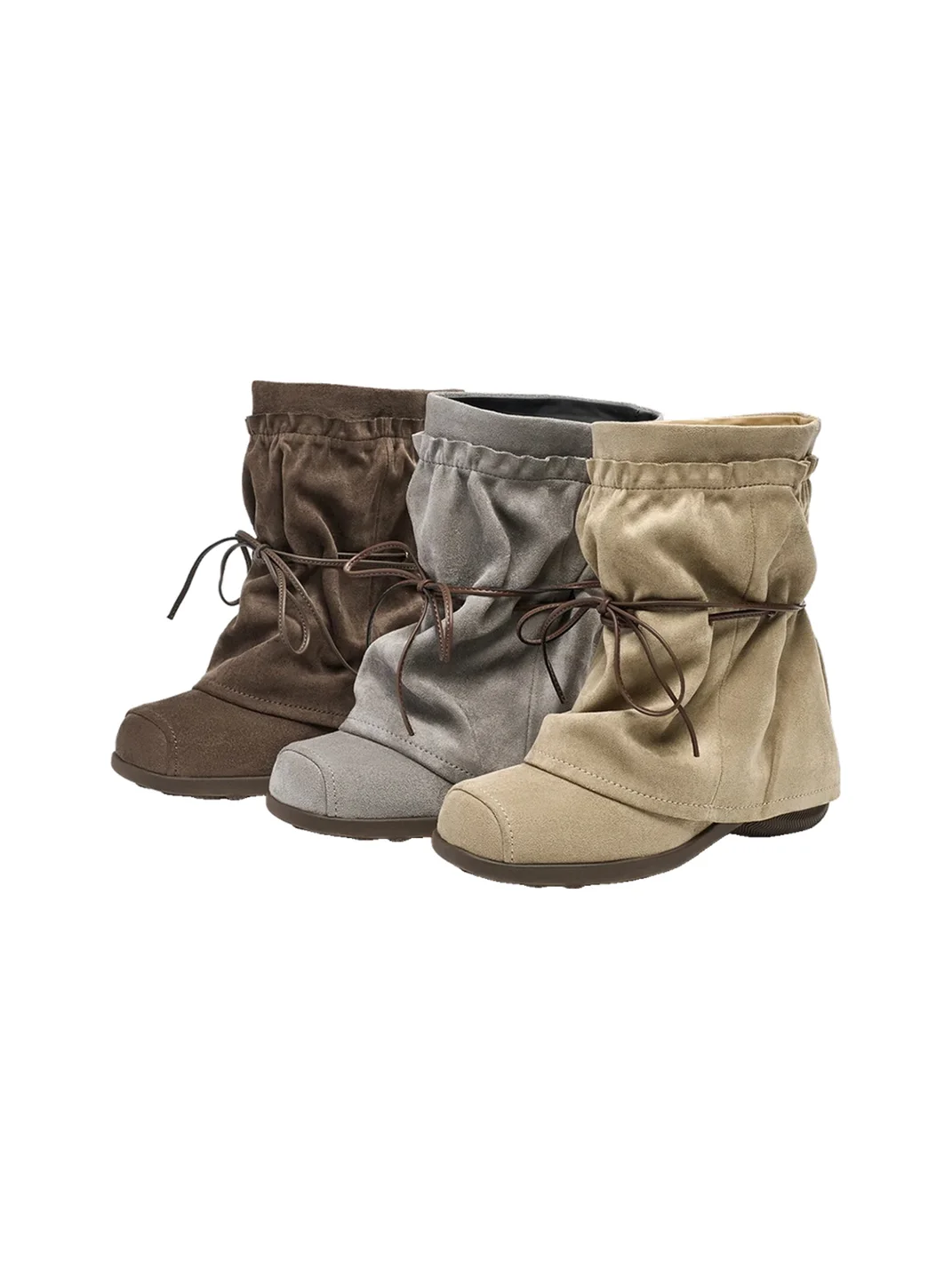 EBLAN | Ruched Lace-Up Western Boots