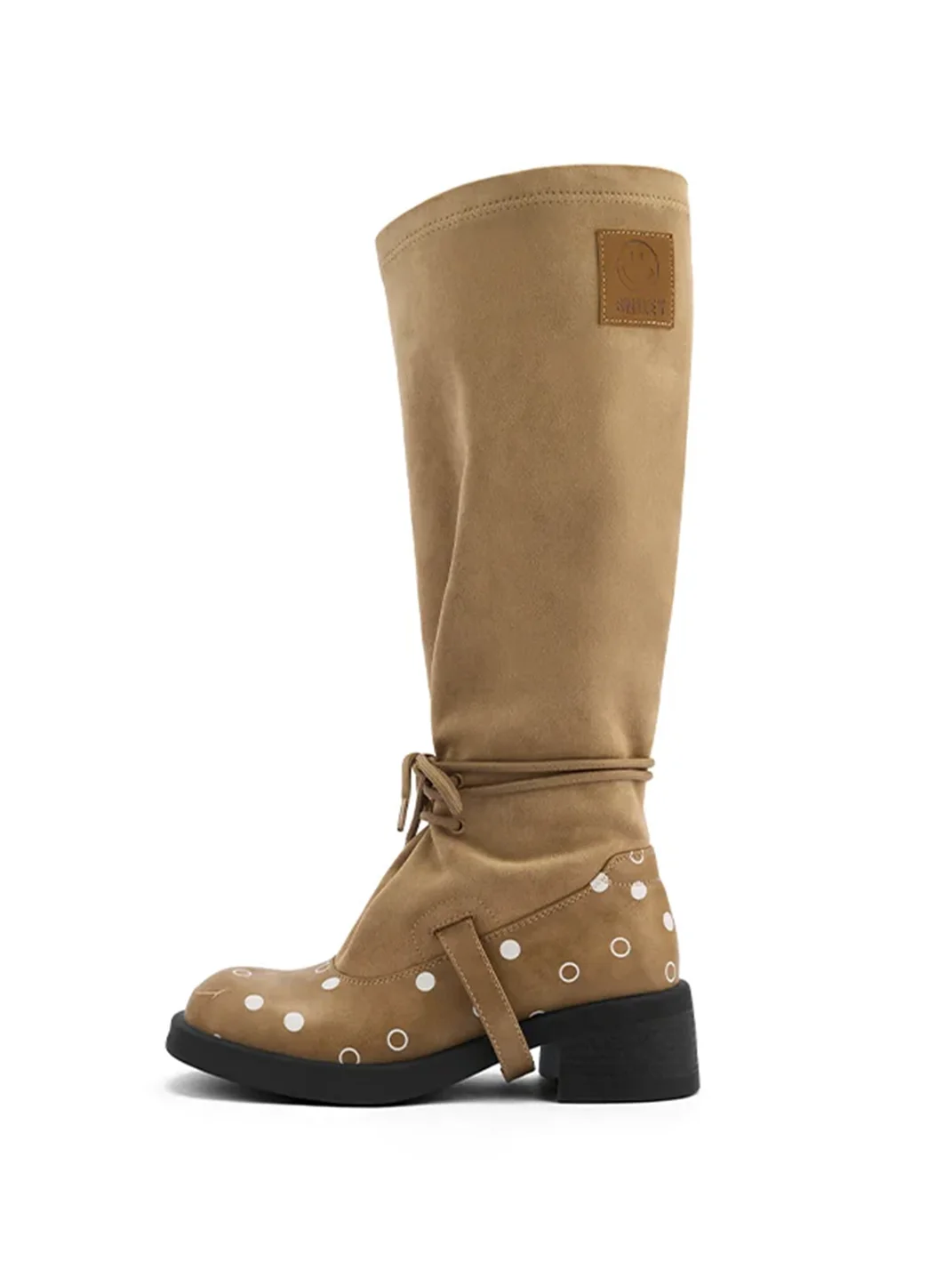 SMILEY | Knee-High Polka Dot Lace-Up Boots