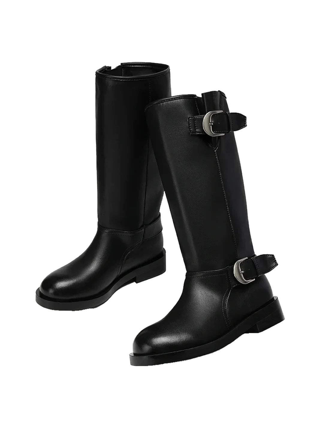 EBLAN | Metal Buckle Western Knee-High Boots