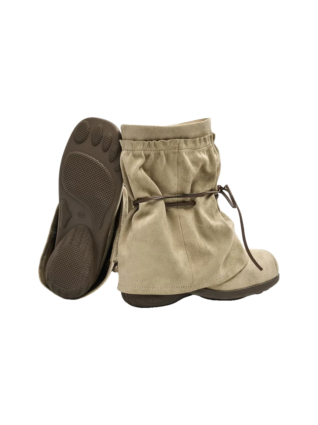 EBLAN | Ruched Lace-Up Western Boots