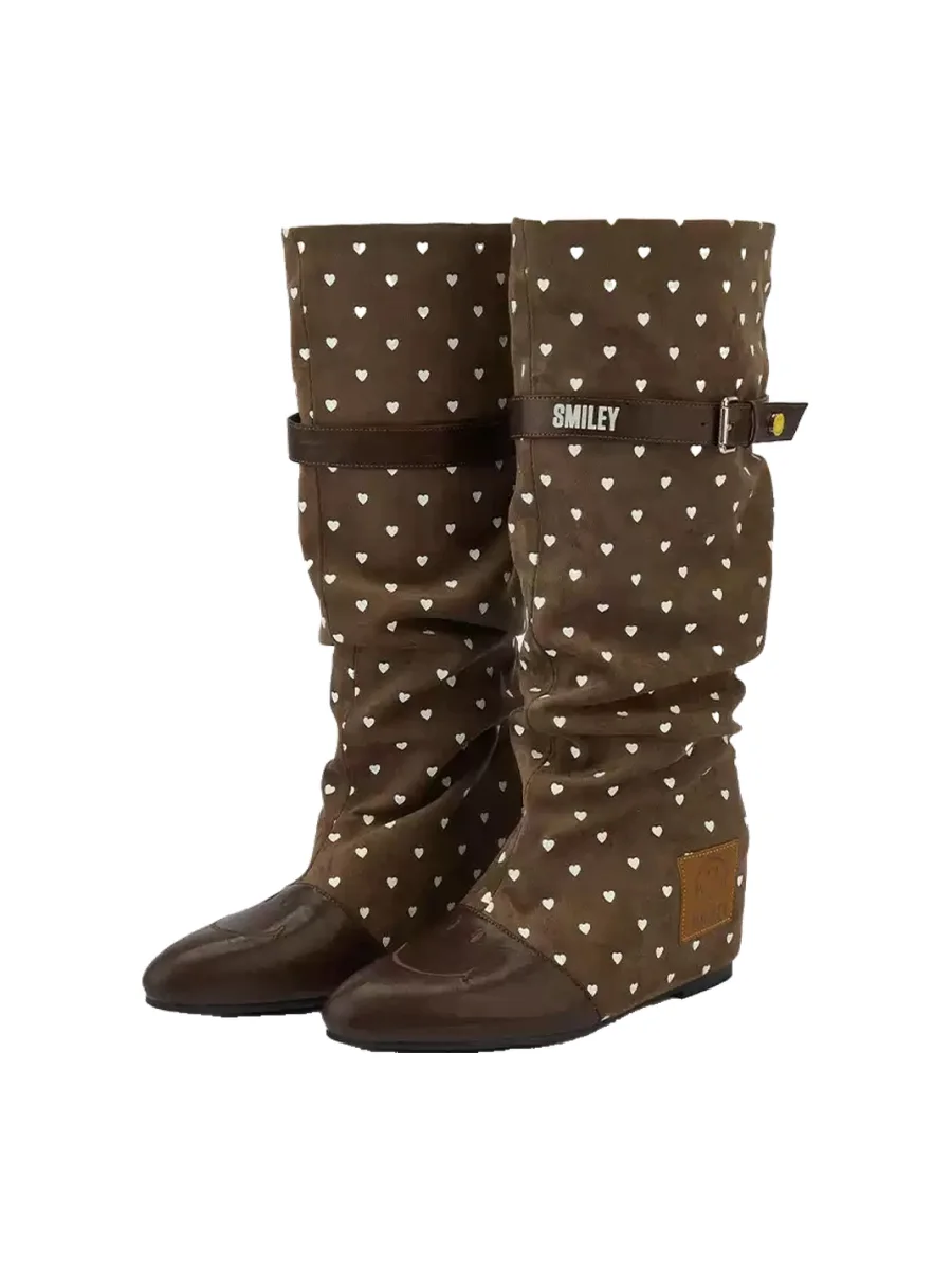 SMILEY | Pointed-Toe Slouchy Buckle Tall Boots - 2
