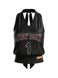SEXXDEVIL | Printed Halter Tie-Back Tank Top