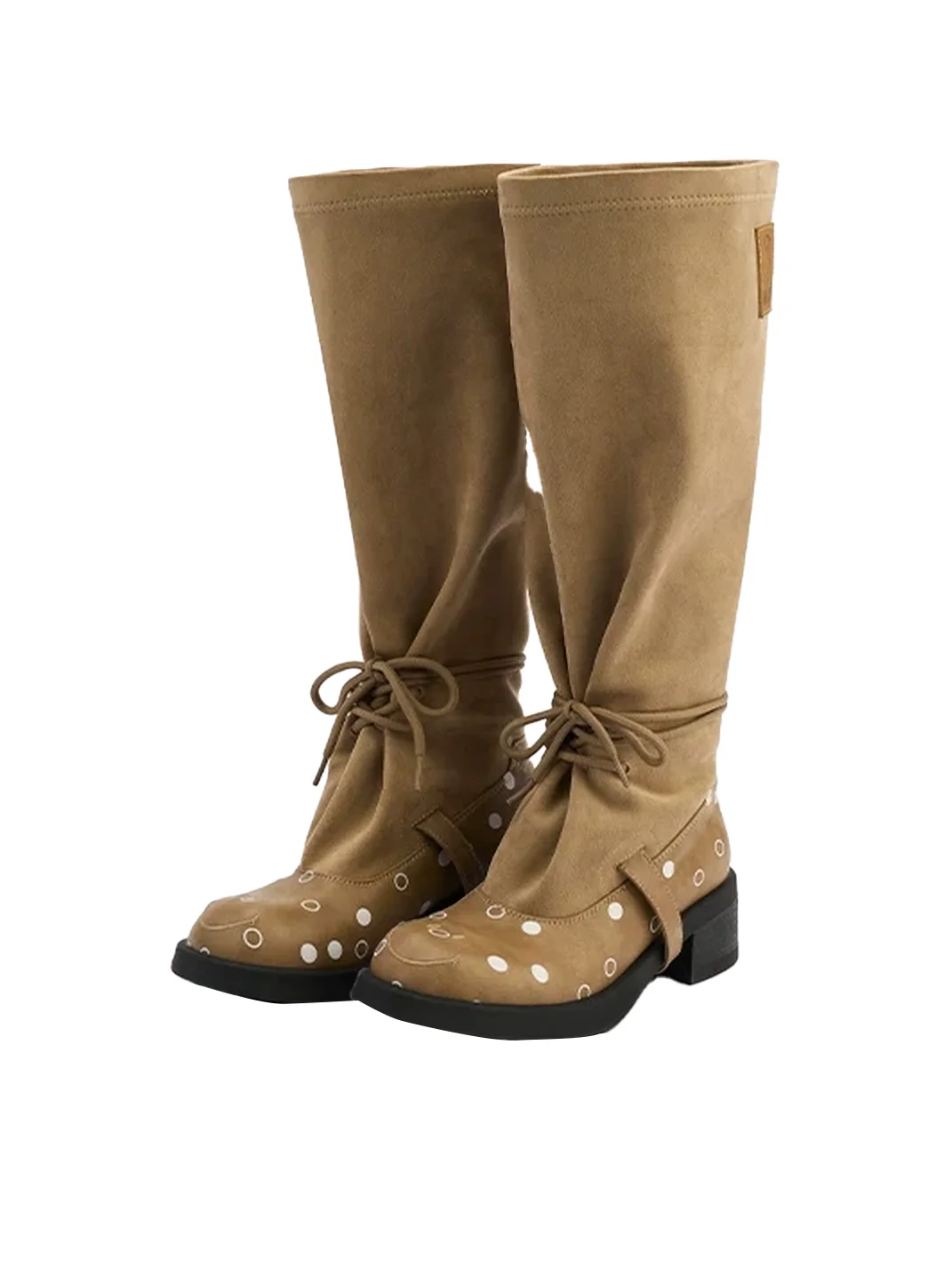 SMILEY | Knee-High Polka Dot Lace-Up Boots