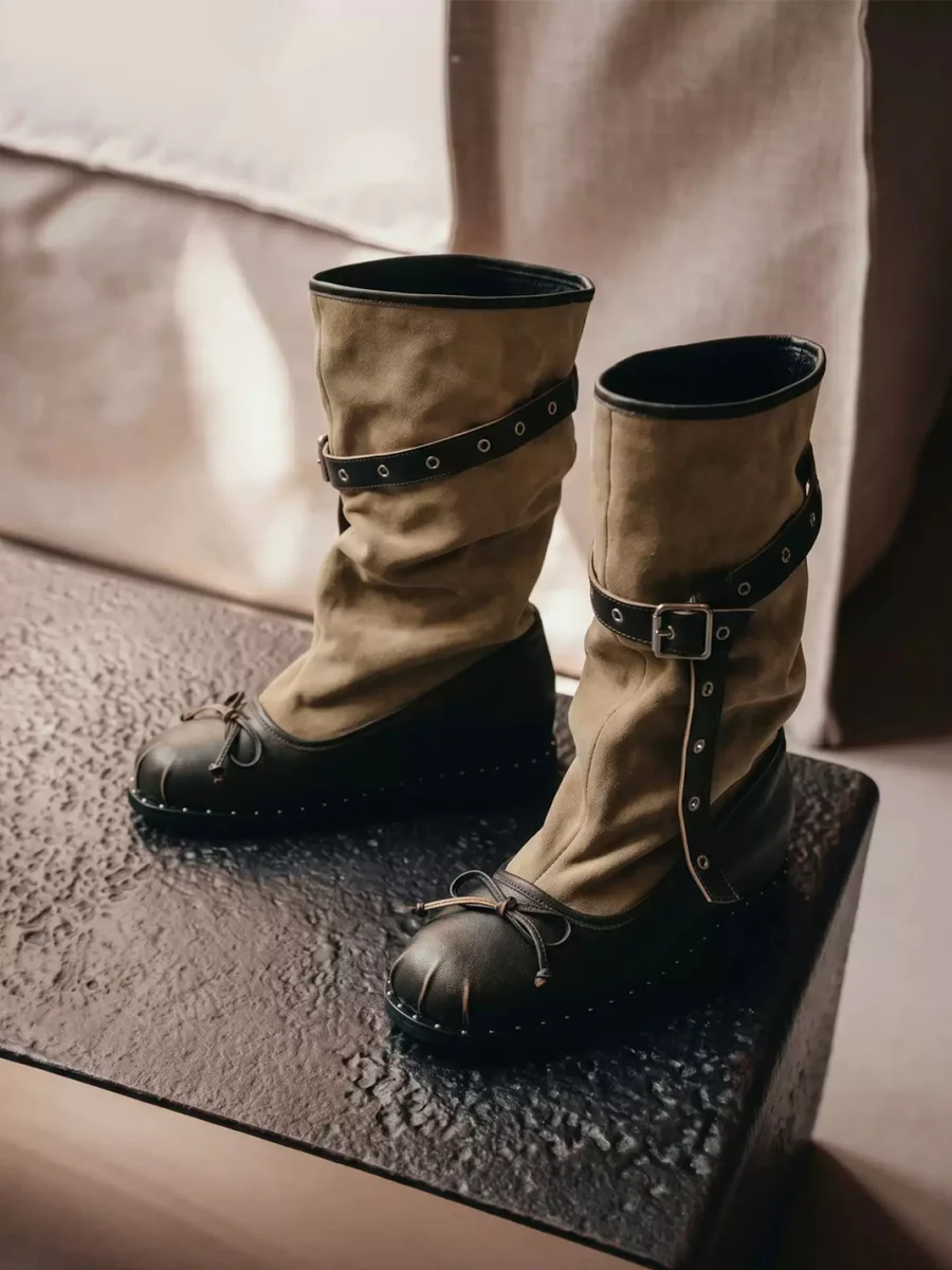EBLAN | Retro Slouchy Ballet-Style Western Boots - 2