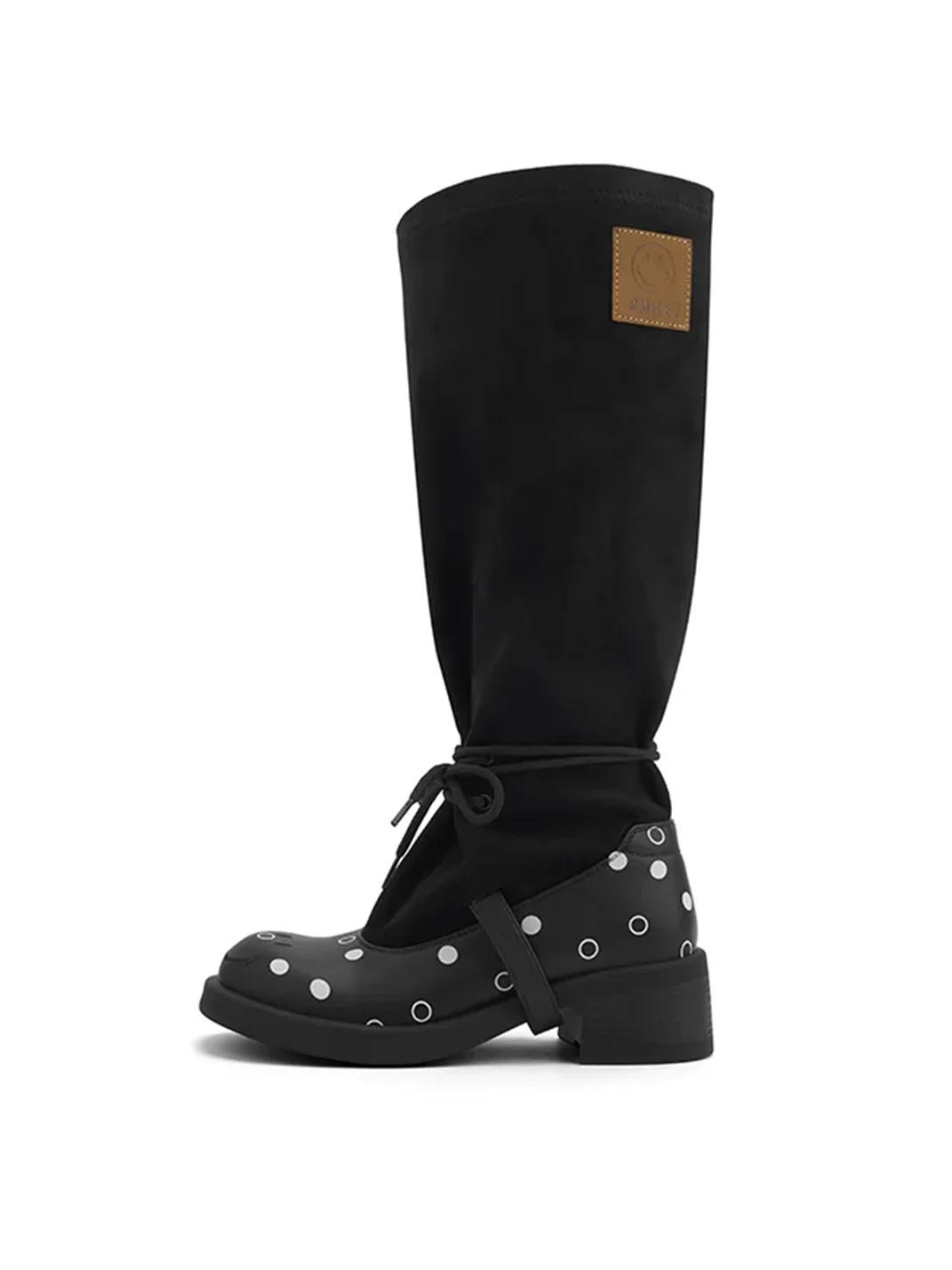 SMILEY | Knee-High Polka Dot Lace-Up Boots