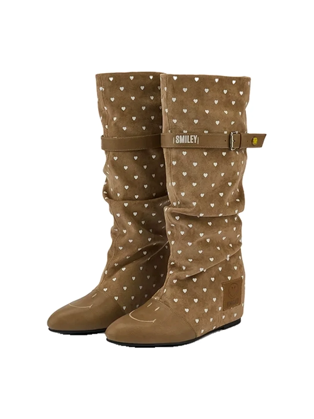 SMILEY | Pointed-Toe Slouchy Buckle Tall Boots