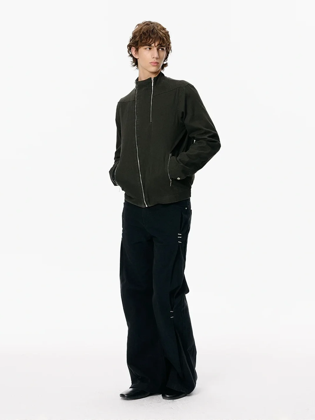 KREATE | Washed Black Pleated A-Line Flared Jeans