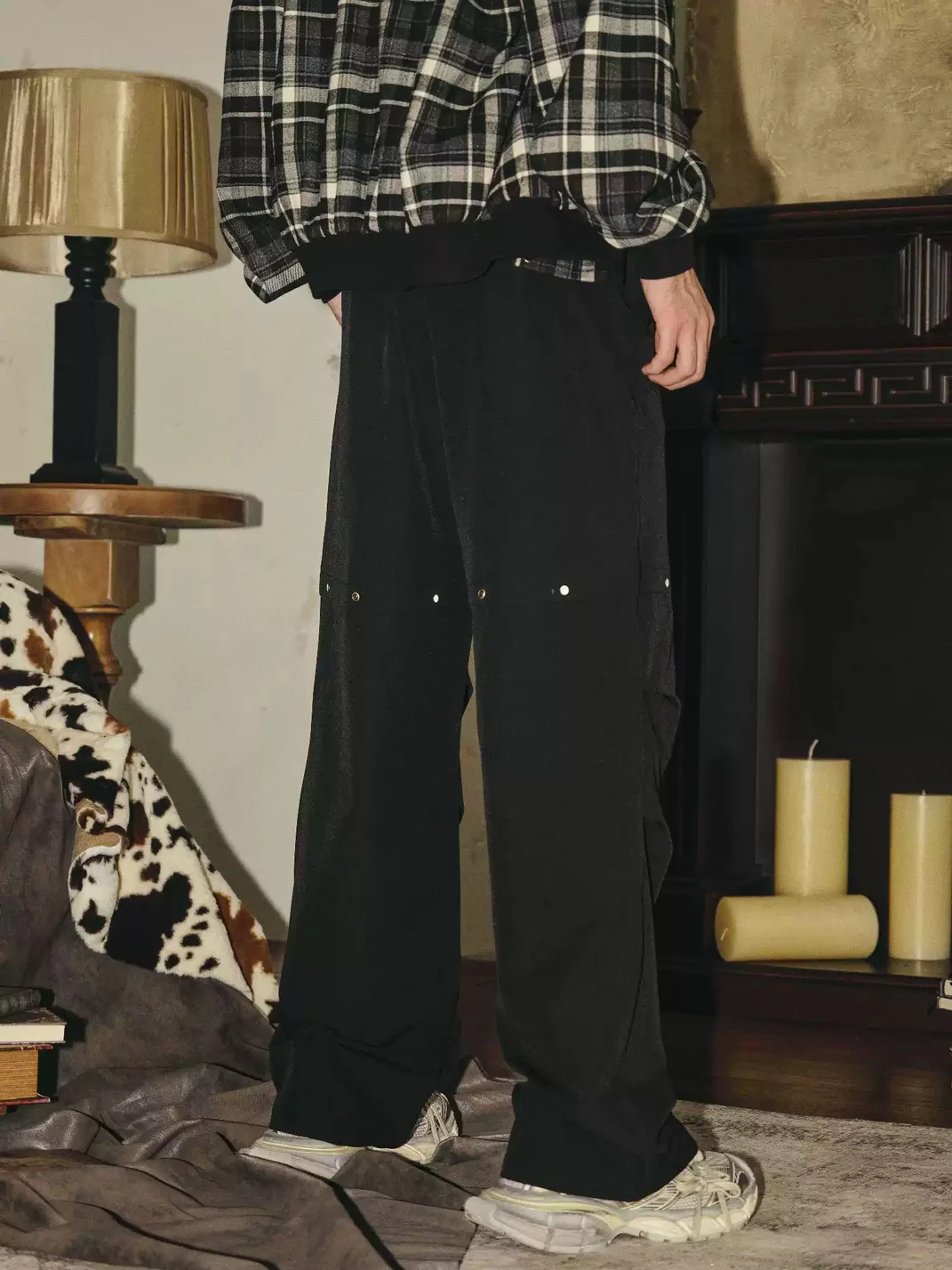 PasET | Loose Straight-Leg Parachute Pants With Gem Studs