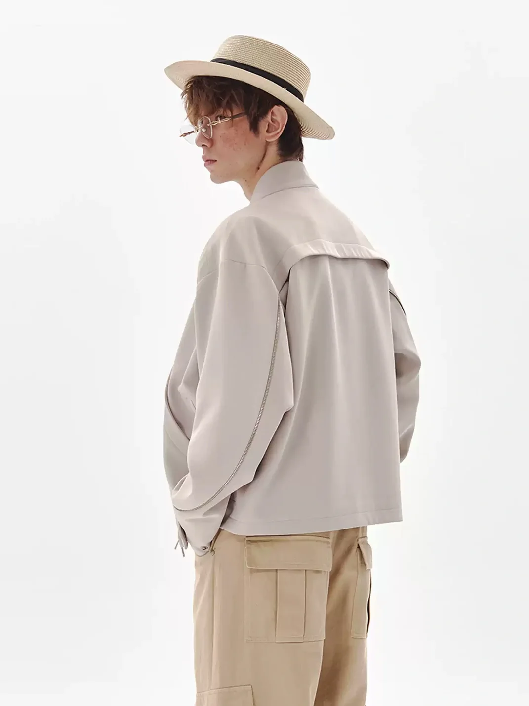 PasET | Men's Relaxed Cropped Stand-Collar Harrington Jacket