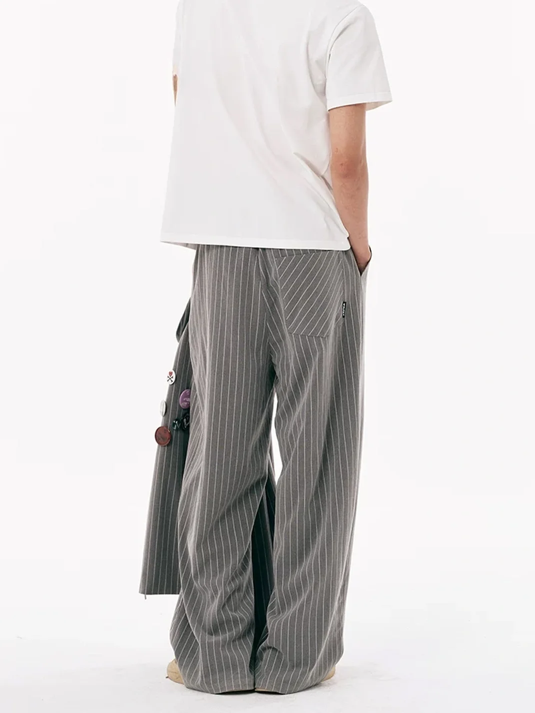 PasET | Striped Embroidered Wide-Leg Pants