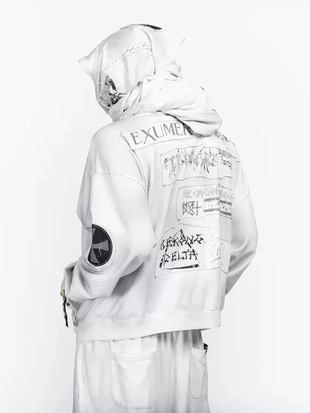 FVVO | Washed Patch Print Zip-Up Hoodie