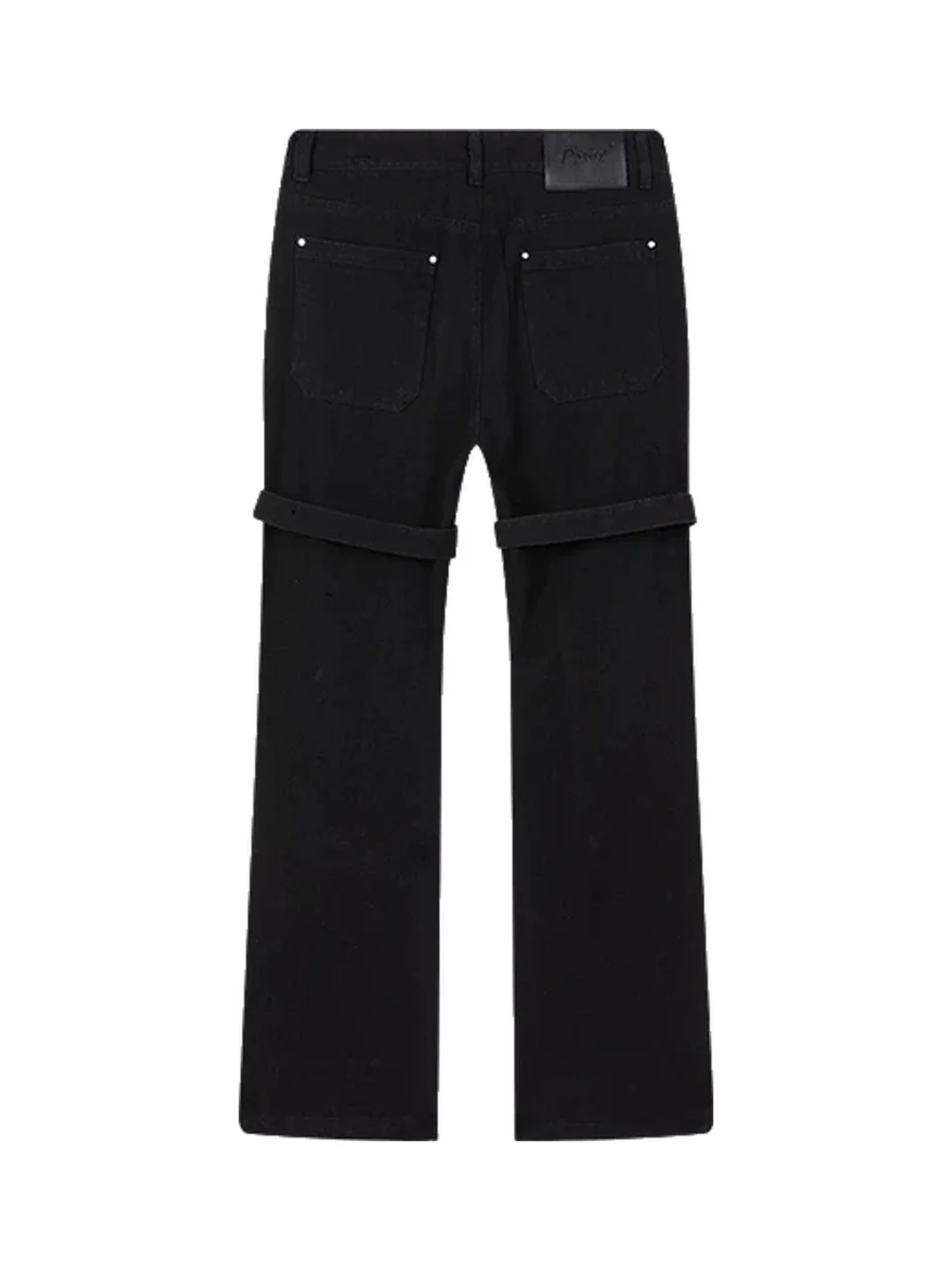 PasET | Black Slim-Fit Slightly Flared Strap Jeans