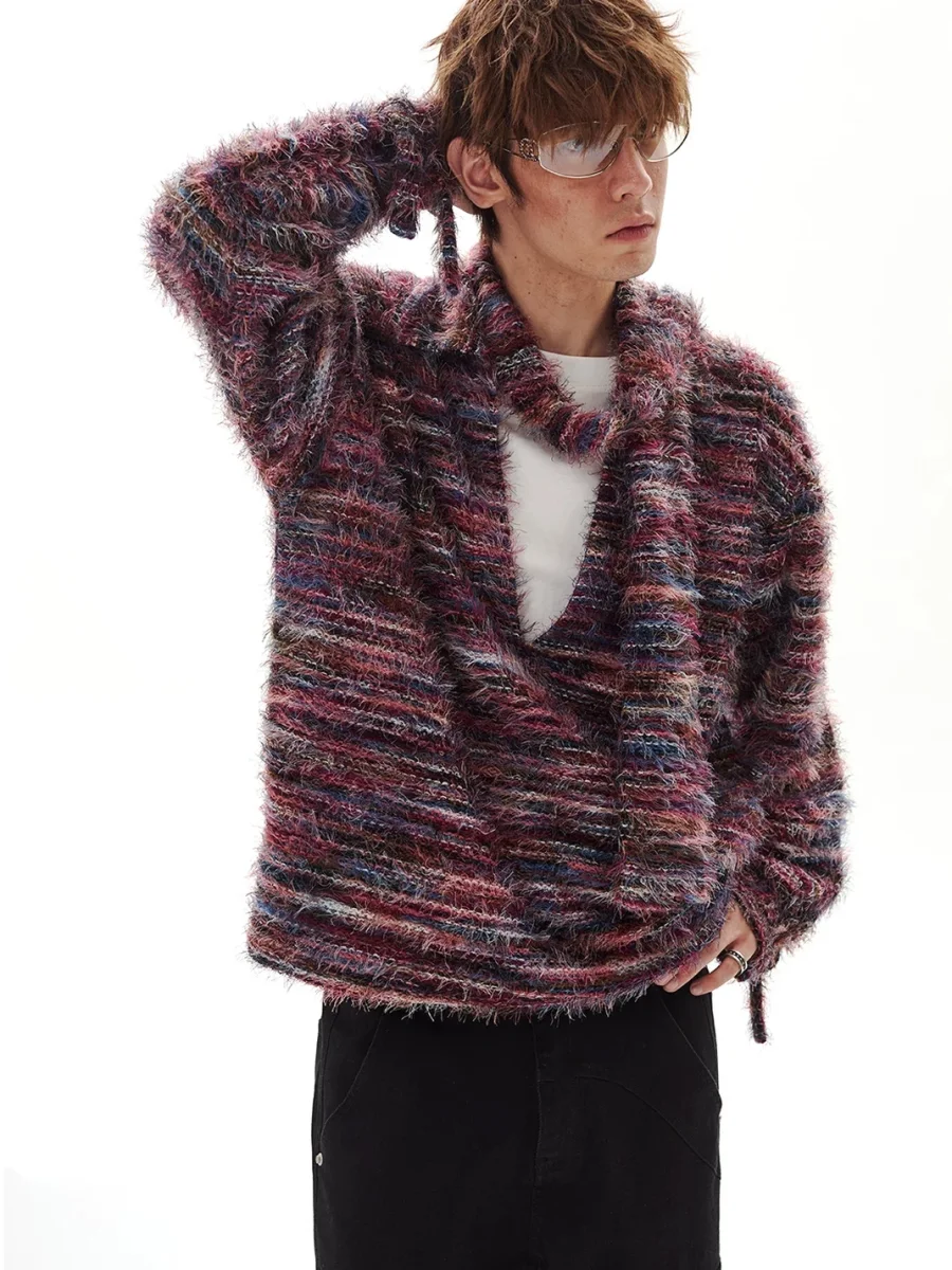 PasET | Gradient Striped Faux-Layered Knit Cardigan - 4