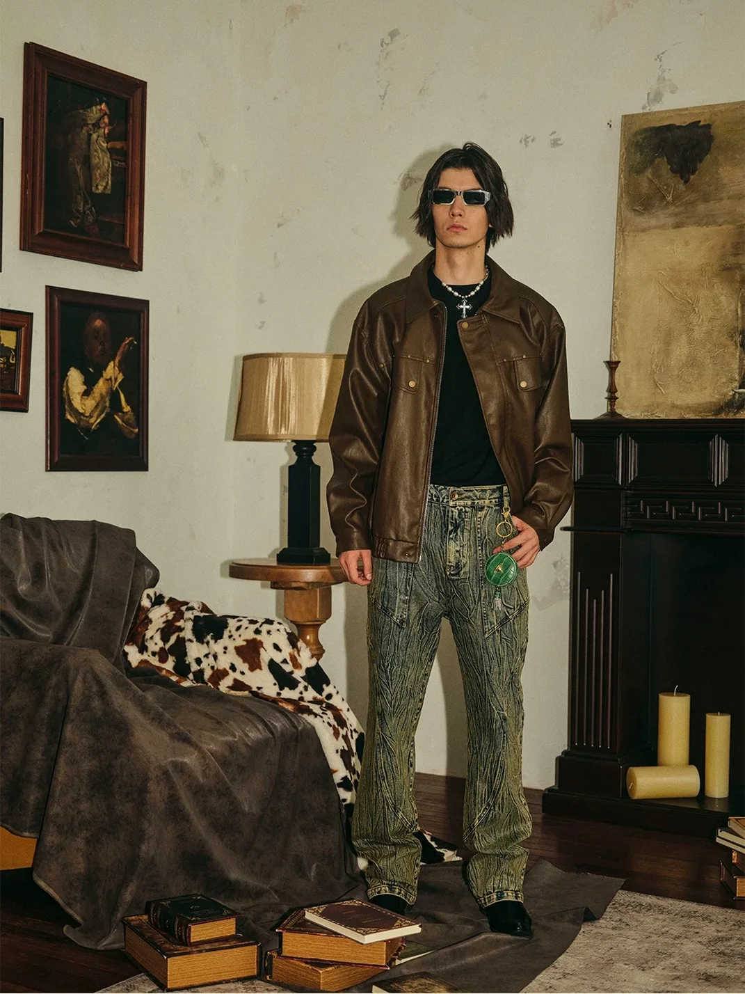 PasET | Loose-Fit Studded Leather-Look Jacket