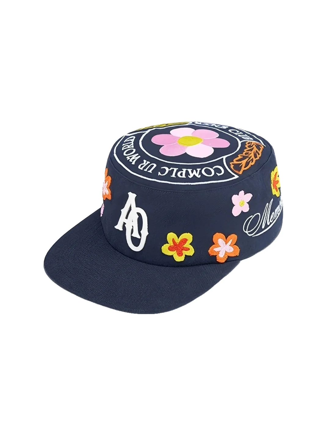 SANB | Floral Embroidered Flat Brim Pillbox Hat