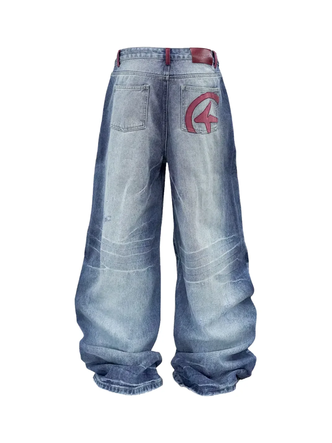 4AMSTUDIO | Ice Blue Baggy Lightning Embroidered Jeans