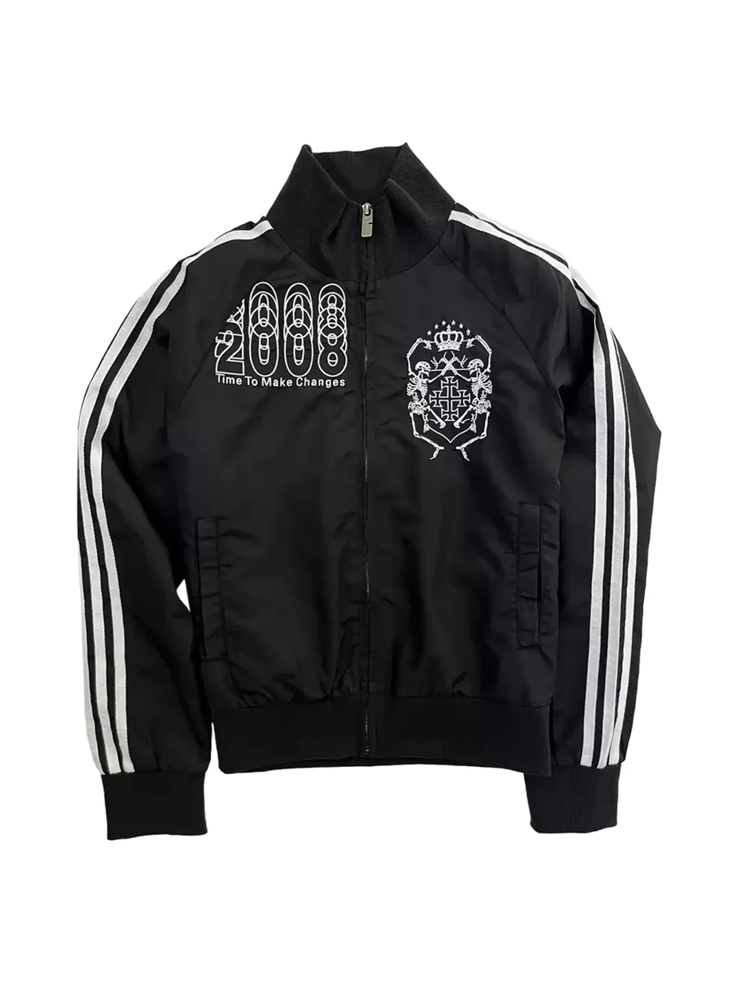 4AMSTUDIO | Black Skull Stand-Collar Zip Jacket