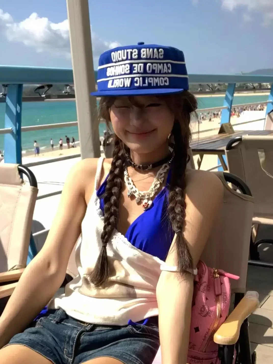 SANB | Blue Embroidered Flat Brim Cap