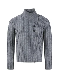 KREATE | Asymmetric Zip Cable Knit Sweater Jacket